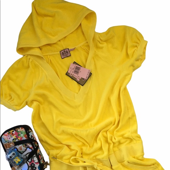 HTF: new Juicy Couture ♚ Terry Puff Sleeve Hoodie Romper ♚ Abby Bright Yellow XL - Picture 6 of 16